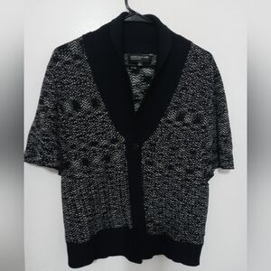 Jones New York Collection Short Sleeve 1 Button Super Stretch Cropped Cardigan